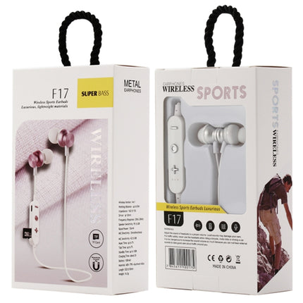F17 Bluetooth 4.2 Hanging Neck Design Bluetooth Headset, Support Music Play & Switching & Volume Control & Answer(Silver)-garmade.com
