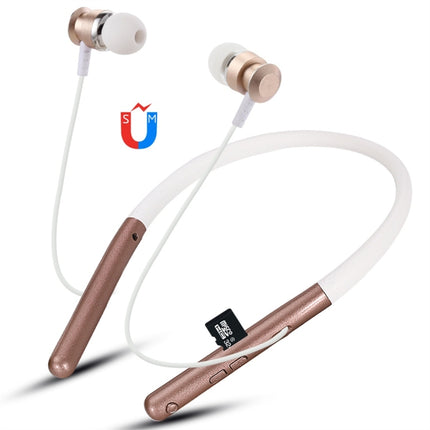 F108 Bluetooth 4.2 Hanging Neck Design Bluetooth Headset, Support Music Play & Switching & Volume Control & Answer(Gold)-garmade.com