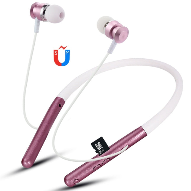 F108 Bluetooth 4.2 Hanging Neck Design Bluetooth Headset, Support Music Play & Switching & Volume Control & Answer(Rose Gold)-garmade.com