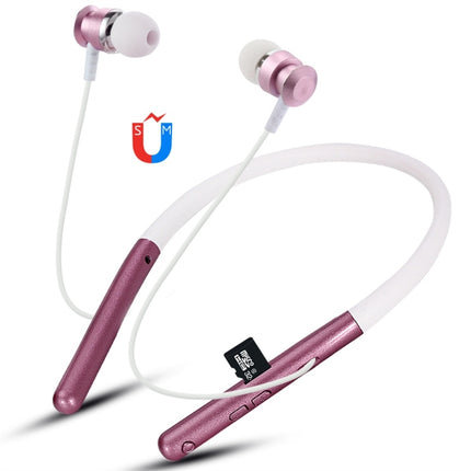 F108 Bluetooth 4.2 Hanging Neck Design Bluetooth Headset, Support Music Play & Switching & Volume Control & Answer(Rose Gold)-garmade.com