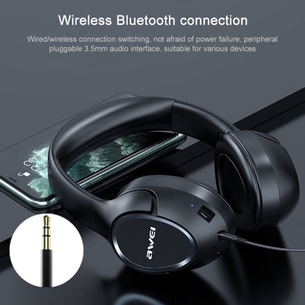 AWEI A770BL Bluetooth 5.0 Stereo Wireless Bluetooth Headset(Black)-garmade.com