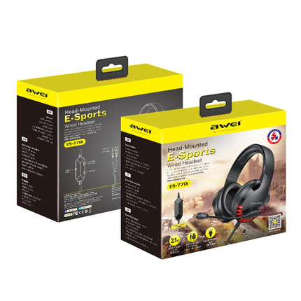 AWEI ES-770i Adjustable E-sports Gaming Headset with Mic(Black)-garmade.com