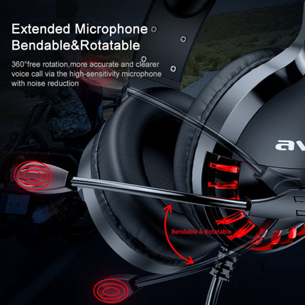 AWEI ES-770i Adjustable E-sports Gaming Headset with Mic(Black)-garmade.com