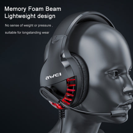 AWEI ES-770i Adjustable E-sports Gaming Headset with Mic(Black)-garmade.com