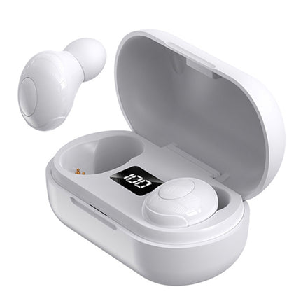 T8 TWS Intelligent Noise Cancelling IPX6 Waterproof Bluetooth Earphone with Magnetic Charging Box & Digital Display, Support Automatic Pairing & HD Call & Voice Assistant(White)-garmade.com