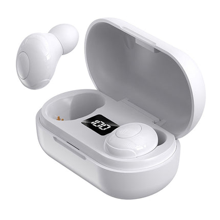 T8 TWS Intelligent Noise Cancelling IPX6 Waterproof Bluetooth Earphone with Magnetic Charging Box & Digital Display, Support Automatic Pairing & HD Call & Voice Assistant(White)-garmade.com