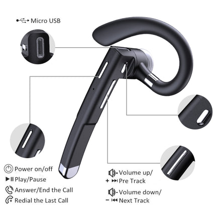 YYK-520 Single Rotatable Ear-hanging Business Bluetooth Earphone with Charging Box & Digital Display, Support Call & Redial The Last Call-garmade.com