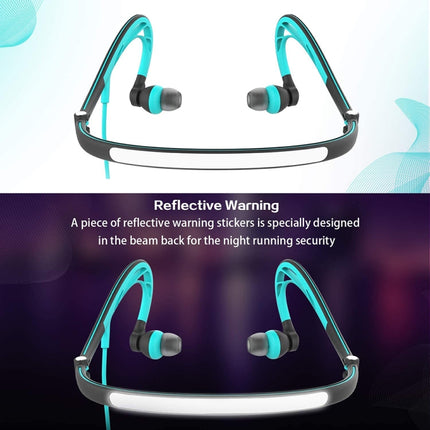 Mucro ML233 Foldable Wired Running Sports Headphones Night Neckband In-Ear Stereo Earphones, Cable Length: 1.2m(Blue)-garmade.com