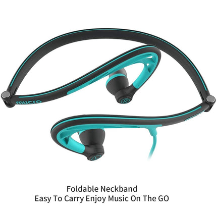 Mucro ML233 Foldable Wired Running Sports Headphones Night Neckband In-Ear Stereo Earphones, Cable Length: 1.2m(Blue)-garmade.com