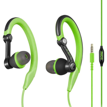 Mucro MB-232 Running In-Ear Sport Earbuds Earhook Wired Stereo Headphones for Jogging Gym(Green)-garmade.com