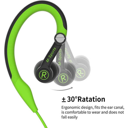 Mucro MB-232 Running In-Ear Sport Earbuds Earhook Wired Stereo Headphones for Jogging Gym(Green)-garmade.com