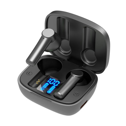 LB-8 Bluetooth 5.0 Stereo Wireless Bluetooth Earphone with Charging Box & LED Battery Display, Support Fingerprint Touch & Call & Voice Assistant & Switch Between Chinese and English (Black)-garmade.com