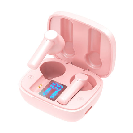 LB-8 Bluetooth 5.0 Stereo Wireless Bluetooth Earphone with Charging Box & LED Battery Display, Support Fingerprint Touch & Call & Voice Assistant & Switch Between Chinese and English (Pink)-garmade.com