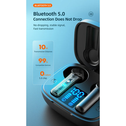 LB-8 Bluetooth 5.0 Stereo Wireless Bluetooth Earphone with Charging Box & LED Battery Display, Support Fingerprint Touch & Call & Voice Assistant & Switch Between Chinese and English (Black)-garmade.com