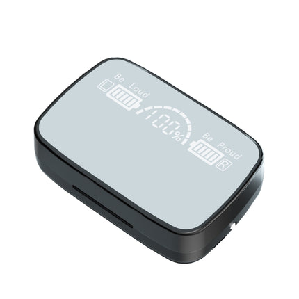 M9 Bluetooth 5.1 TWS Mirror Digital Display Wireless Bluetooth Earphone with Charging Box Flashlight , Support Touch & Siri & Battery Display(Black)-garmade.com