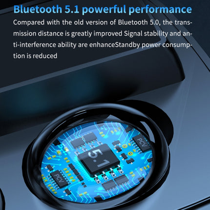 M9 Bluetooth 5.1 TWS Mirror Digital Display Wireless Bluetooth Earphone with Charging Box Flashlight , Support Touch & Siri & Battery Display(Black)-garmade.com