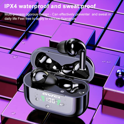 awei T29P Bluetooth V5.0 LED Digital Display Ture Wireless Sports IPX4 Waterproof TWS Headset with Charging Case-garmade.com
