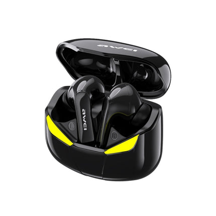 awei T35 Bluetooth V5.0 Ture Wireless Sports Game Dual Mode IPX5 Waterproof TWS Headset with Charging Case (Black)-garmade.com