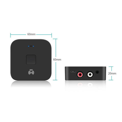 B11 Bluetooth 5.0 Receiver AUX NFC to 2 x RCA Audio Adapter-garmade.com
