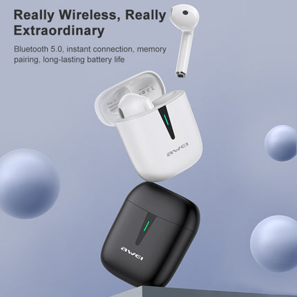 awei T21 Bluetooth V5.0 Ture Wireless Sports TWS Headset with Charging Case (White)-garmade.com