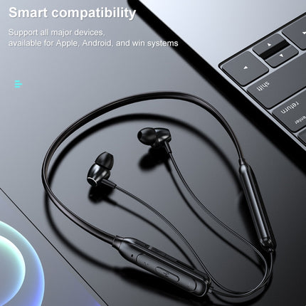 M61 Bluetooth 5.1 Business Sport Magnetic Metal Stereo Neck-mounted Bluetooth Earphone(Navy Blue)-garmade.com