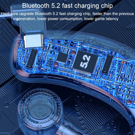 V12 Bluetooth 5.2 Business Hanging Ear Style Smart LED Digital Display Wireless Bluetooth Earphone with Charging Box (Blue)-garmade.com