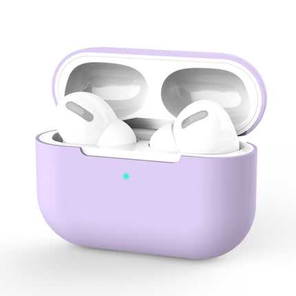 For AirPods Pro Silicone Wireless Earphone Protective Case Cover without Buckle(Purple)-garmade.com