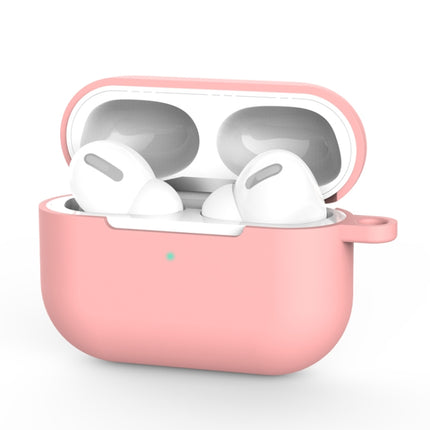 For AirPods Pro Silicone Wireless Earphone Protective Case Cover with Lanyard Hole(Pink)-garmade.com