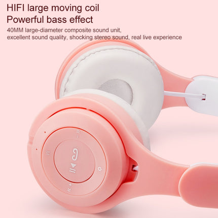 M6 Luminous Cat Ears Two-color Foldable Bluetooth Headset with 3.5mm Jack & TF Card Slot(White)-garmade.com