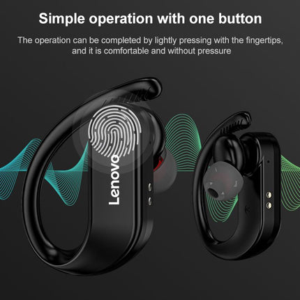 Original Lenovo LivePods LP7 IPX5 Waterproof Ear-mounted Bluetooth Earphone with Magnetic Charging Box & LED Battery Display, Support for Calls & Automatic Pairing(Black)-garmade.com