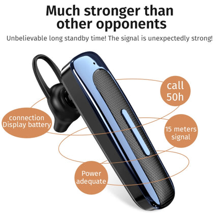 E1 Smart Noise Reduction Unilateral Ear-mounted Bluetooth Earphone (Black Blue)-garmade.com