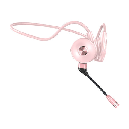 M-1 Back-mounted Touch Noise Reduction Bone Conduction Bluetooth Earphone with Detachable Microphone (Pink)-garmade.com