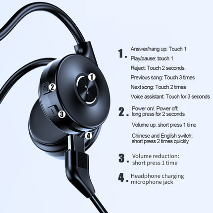 M-1 Back-mounted Touch Noise Reduction Bone Conduction Bluetooth Earphone with Detachable Microphone (Blue)-garmade.com