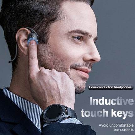 M-1 Back-mounted Touch Noise Reduction Bone Conduction Bluetooth Earphone with Detachable Microphone (Blue)-garmade.com