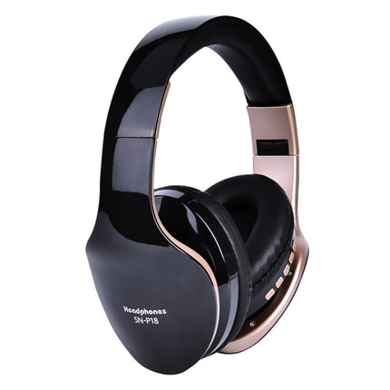 SN-P18 Foldable Bluetooth 4.0 Wireless Headset with Mic, Support TF Card (Black)-garmade.com