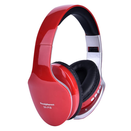 SN-P18 Foldable Bluetooth 4.0 Wireless Headset with Mic, Support TF Card (Red)-garmade.com