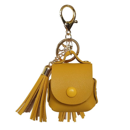 Leather Tassels Earphones Shockproof Protective Case for Apple AirPods 1/2 (Yellow)-garmade.com