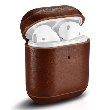 ICARER For Apple AirPods 1 / 2 Ring Buckle Version Retro Earphone Protective Leather Case(Coffee)-garmade.com