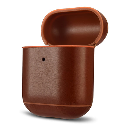 ICARER For Apple AirPods 1 / 2 Ring Buckle Version Retro Earphone Protective Leather Case(Coffee)-garmade.com