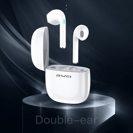 awei T28 Bluetooth V5.0 Ture Wireless Sports TWS Headset with Charging Case(White)-garmade.com