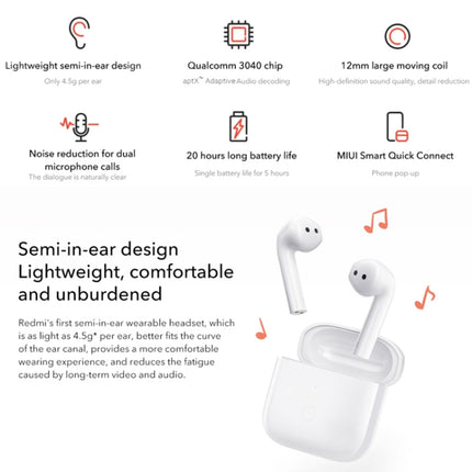 Original Xiaomi Redmi Buds 3 TWS Dual Mic Noise Reduction Bluetooth Earphone (White)-garmade.com