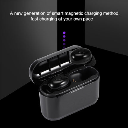 DT-4 IPX Waterproof Bluetooth 5.0 Wireless Bluetooth Earphone with 350mAh Magnetic Charging Box, Support for Calling(Black)-garmade.com