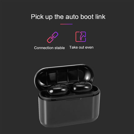 DT-4 IPX Waterproof Bluetooth 5.0 Wireless Bluetooth Earphone with 350mAh Magnetic Charging Box, Support for Calling(Black)-garmade.com