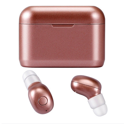 DT-4 IPX Waterproof Bluetooth 5.0 Wireless Bluetooth Earphone with 350mAh Magnetic Charging Box, Support for Calling(Rose Gold)-garmade.com