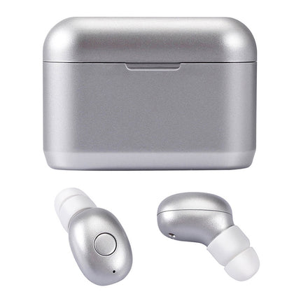 DT-4 IPX Waterproof Bluetooth 5.0 Wireless Bluetooth Earphone with 350mAh Magnetic Charging Box, Support for Calling(Silver)-garmade.com