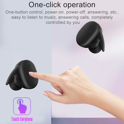 DT-7 IPX Waterproof Bluetooth 5.0 Wireless Bluetooth Earphone with 300mAh Magnetic Charging Box, Support Call(Black)-garmade.com