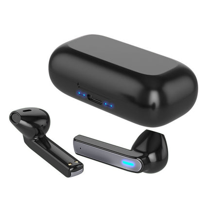 BQ02 TWS Semi-in-ear Touch Bluetooth Earphone with Charging Box & Indicator Light, Supports HD Calls & Intelligent Voice Assistant (Black)-garmade.com