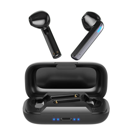 BQ02 TWS Semi-in-ear Touch Bluetooth Earphone with Charging Box & Indicator Light, Supports HD Calls & Intelligent Voice Assistant (Black)-garmade.com
