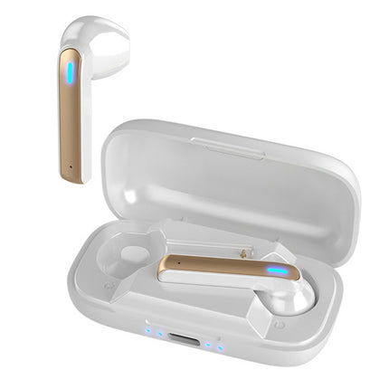 BQ02 TWS Semi-in-ear Touch Bluetooth Earphone with Charging Box & Indicator Light, Supports HD Calls & Intelligent Voice Assistant (White)-garmade.com