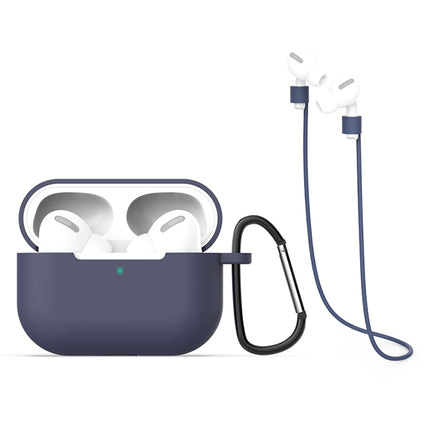 For AirPods Pro 3 in 1 Silicone Earphone Protective Case + Hook + Anti-lost Rope Set(Blue)-garmade.com